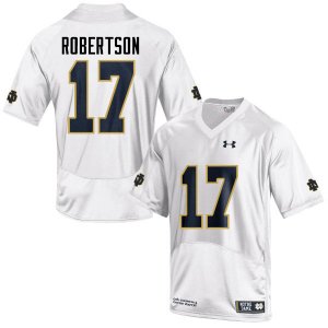 Notre Dame Fighting Irish Men's Isaiah Robertson #17 White Under Armour Authentic Stitched College NCAA Football Jersey CNS8699WS